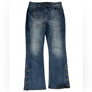 Baccini Vintage Blue Flare Women's Jeans with Buttoned Hem | 12